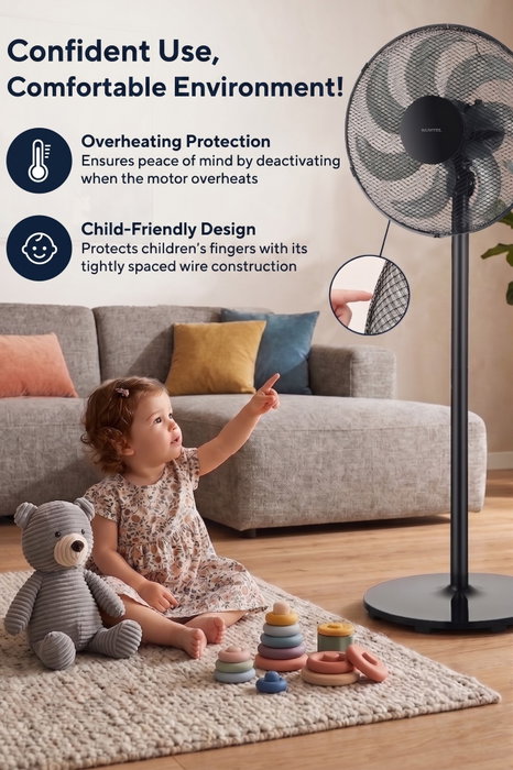Kumtel KTF-760 Ventilador de 50W con 7 Aspas y Altura Ajustable